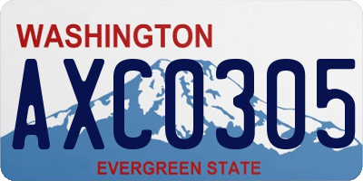 WA license plate AXC0305
