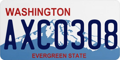 WA license plate AXC0308