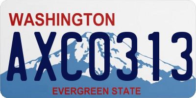 WA license plate AXC0313