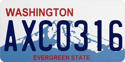 WA license plate AXC0316