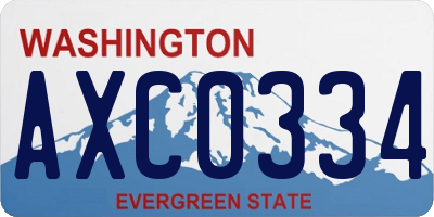 WA license plate AXC0334