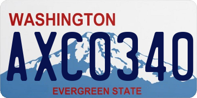 WA license plate AXC0340