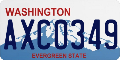 WA license plate AXC0349