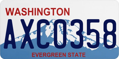 WA license plate AXC0358