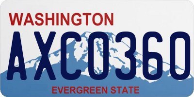 WA license plate AXC0360