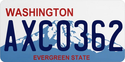 WA license plate AXC0362