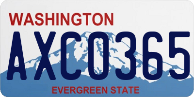 WA license plate AXC0365