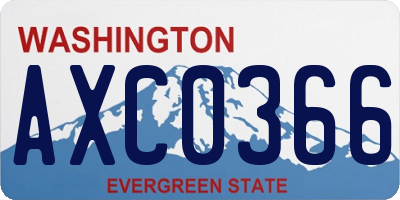 WA license plate AXC0366