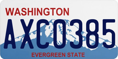 WA license plate AXC0385