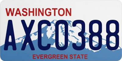 WA license plate AXC0388