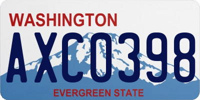 WA license plate AXC0398