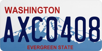 WA license plate AXC0408