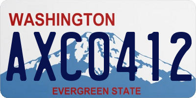 WA license plate AXC0412
