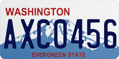 WA license plate AXC0456