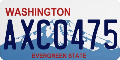 WA license plate AXC0475
