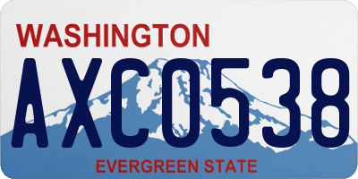 WA license plate AXC0538