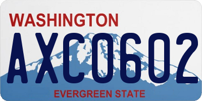 WA license plate AXC0602