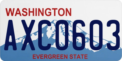 WA license plate AXC0603