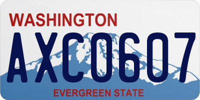 WA license plate AXC0607