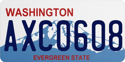 WA license plate AXC0608