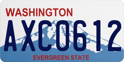WA license plate AXC0612