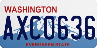 WA license plate AXC0636