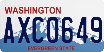 WA license plate AXC0649