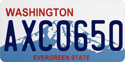 WA license plate AXC0650