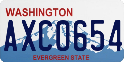 WA license plate AXC0654