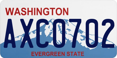 WA license plate AXC0702