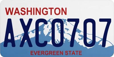 WA license plate AXC0707