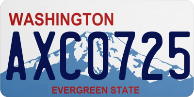 WA license plate AXC0725