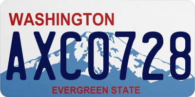 WA license plate AXC0728