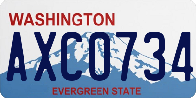 WA license plate AXC0734