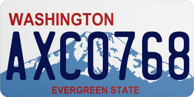WA license plate AXC0768