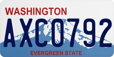 WA license plate AXC0792
