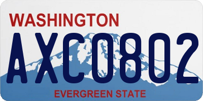 WA license plate AXC0802