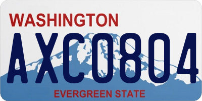 WA license plate AXC0804