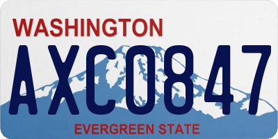 WA license plate AXC0847