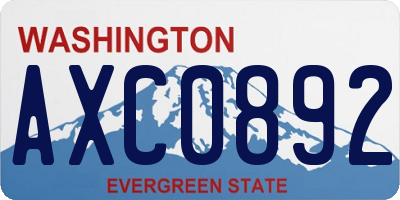 WA license plate AXC0892