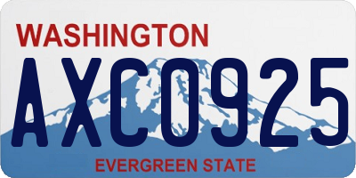 WA license plate AXC0925