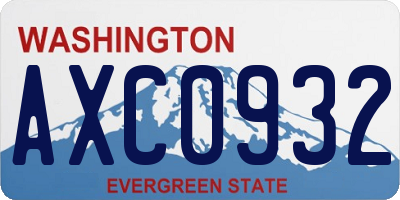 WA license plate AXC0932