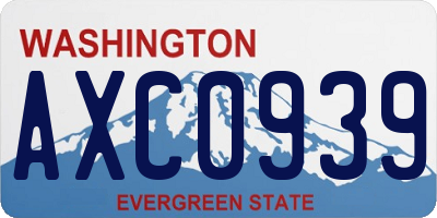 WA license plate AXC0939