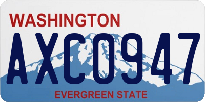 WA license plate AXC0947