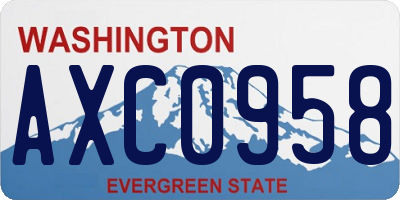 WA license plate AXC0958