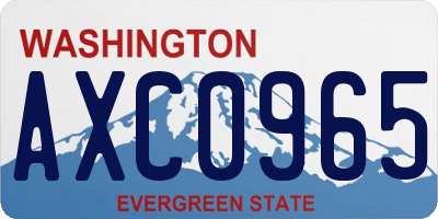 WA license plate AXC0965