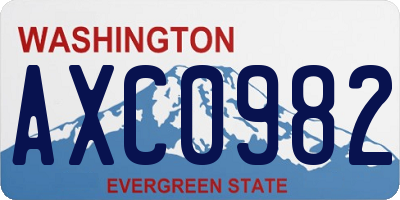 WA license plate AXC0982