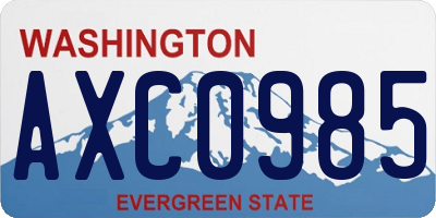 WA license plate AXC0985