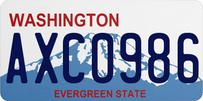 WA license plate AXC0986