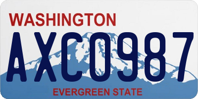 WA license plate AXC0987